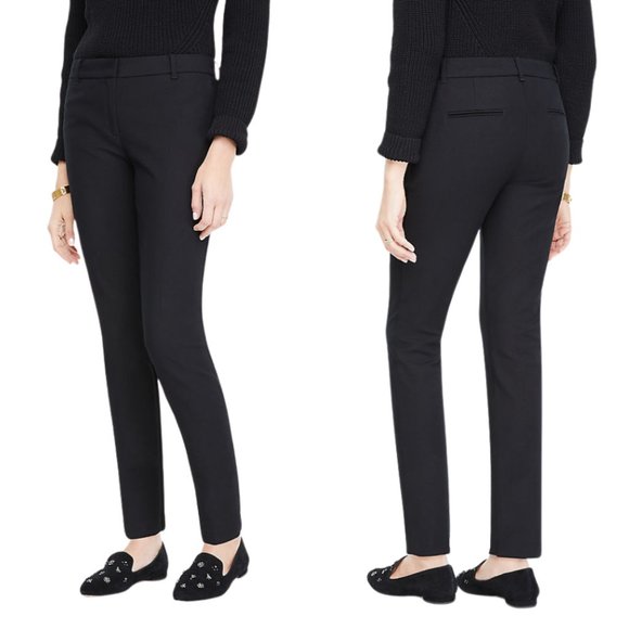 Ann Taylor Eva Ankle Pant Classic Tall Flat Front 4 Pocket Trousers Black SZ 16T - Picture 2 of 14